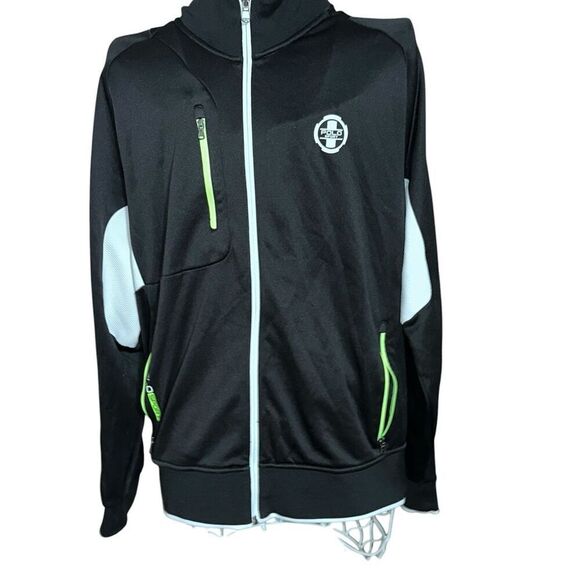Nice Polo Sport Ralph Lauren Mens size large  Black Green Full Zip Performance J - Picture 1 of 10
